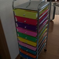 10 Drawer Multicolor Roller Cart Organizer 