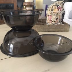 Vintage Smokey Black Pyrex Bowls