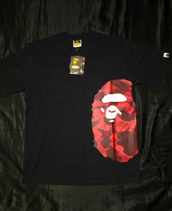 A Bathing Ape Sidehead Red Camouflage Head T-Shirt, Black, Size S