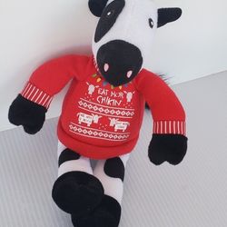 Chick Fil A 9” Plush Cow EAT MOR CHIKIN Ugly Sweater 2018 Christmas Holiday