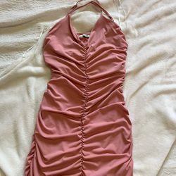Pink ruched dress