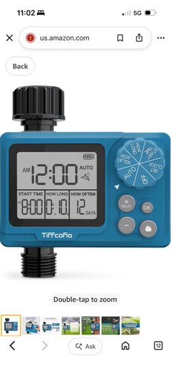 TiFFCOFiO Sprinkler Timer Outdoor, Digital Programmable for Garden Hose, Irrigrtion Timer with Rain Delay and Manual Mode