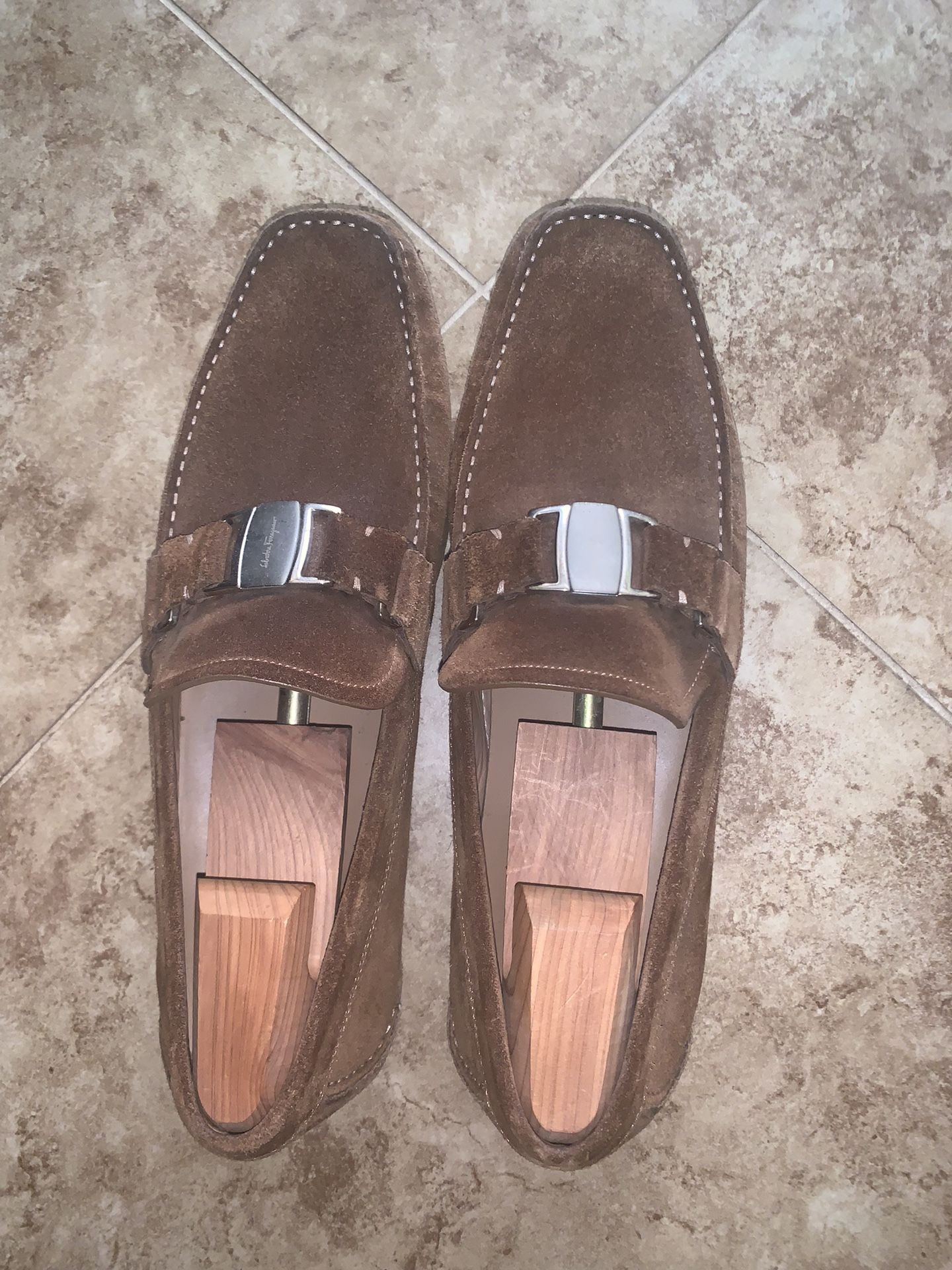 Ferragamo Sardenga brown suede Driving shoe size US 12 FREE 
