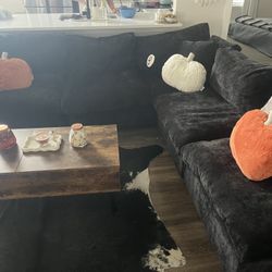 Black Chenille Modular Couch (6 pieces) 