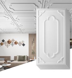 Decorative PVC Drop Ceiling Tiles, 24 x 48 Inch, 12-Pack
