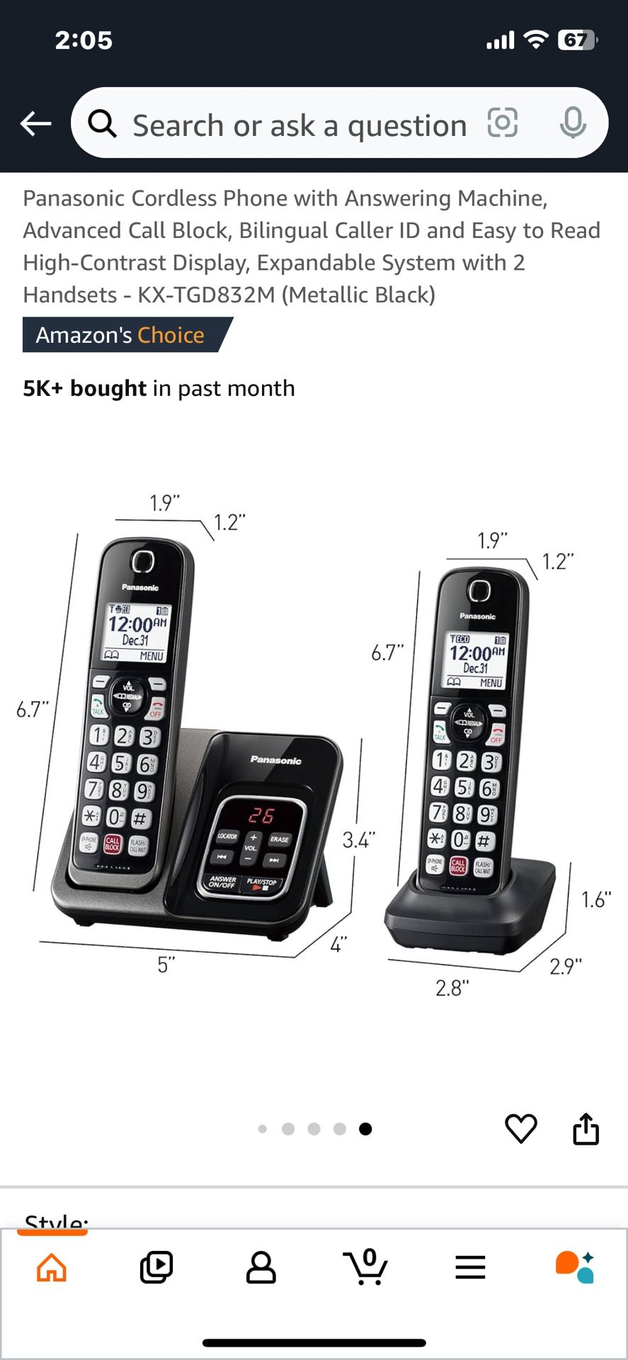 Panasonic Cordless Phone two handset
