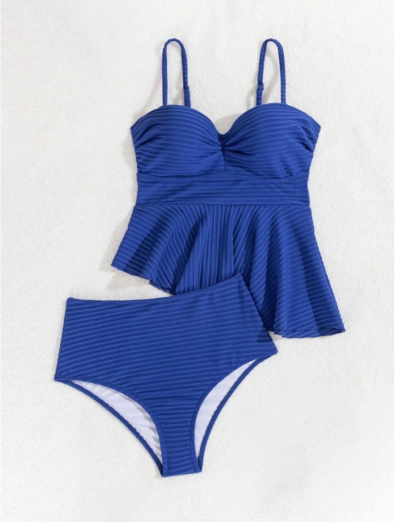 NWOT Size Large Women's Tankini Set Ruffle Hem High Waisted Bikini Bathing Suits Two Piece Swimsuit