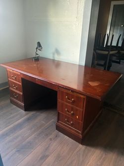 Large Cherry Wood Executive Desk
