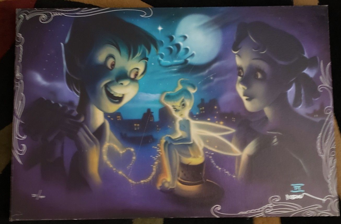Disney Tink Vs Wendy Giclee On Canvas Some Scratches