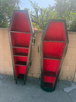 Handmade Coffin bookshelf x2 OOAK Halloween Gothic