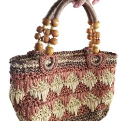 Handmade Unique Crochet Raffia Bag