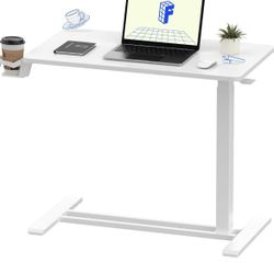 NEW - FLEXISPOT H7 Adjustable Overbed Bedside Table with Wheels Pneumatic Mobile Standing Laptop Desk Rolling Computer Cart Movable Overbed Table Hosp