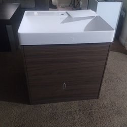 New Vanity Cabinet With Sink Chestnut Brown Two Drawers $200