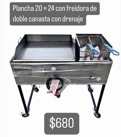Plancha De 24” Con Freidora De 2 Canastas | Incluye Manguera Con Regulador