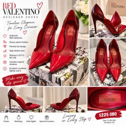 RED Valentino Designer Red Patent Leather Stiletto Heels – Size 9.5 / EU 40