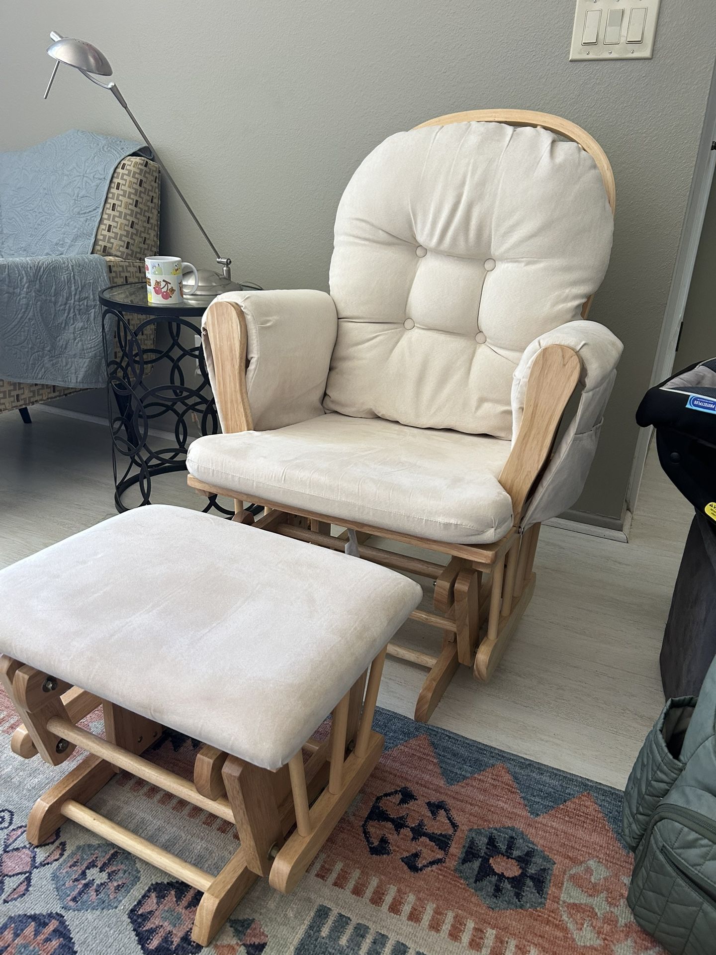 Beige Glider & Ottoman