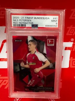 2020-21 Topps Finest Bundesliga Nils Petersen Red Refractor PSA 9