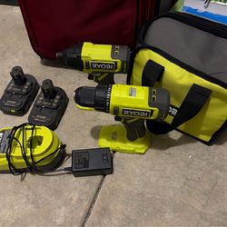 Ryobi ONE+ 18V Cordless Combo Kit Drill + Impact 2 1.5 Ah Batteries Charger