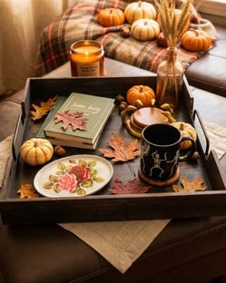 Rustic Dark Wood Serving Tray with Handles