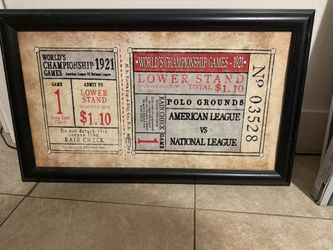 1921 World Series Baseball Ticket Wall Art