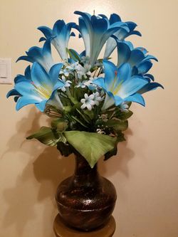 New artificial floral arrangement Blue lilies