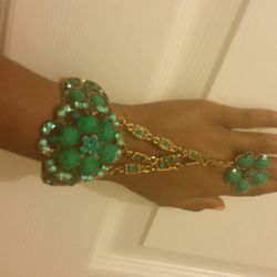 Gold & Turquoise 2 in 1 bracelet & ring
