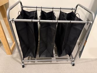 3 bag laundry roller hamper