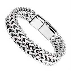  Men's Stainless Steel Woven Bracelet With Magnetic Clasp