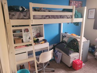 Loft bed with mattress