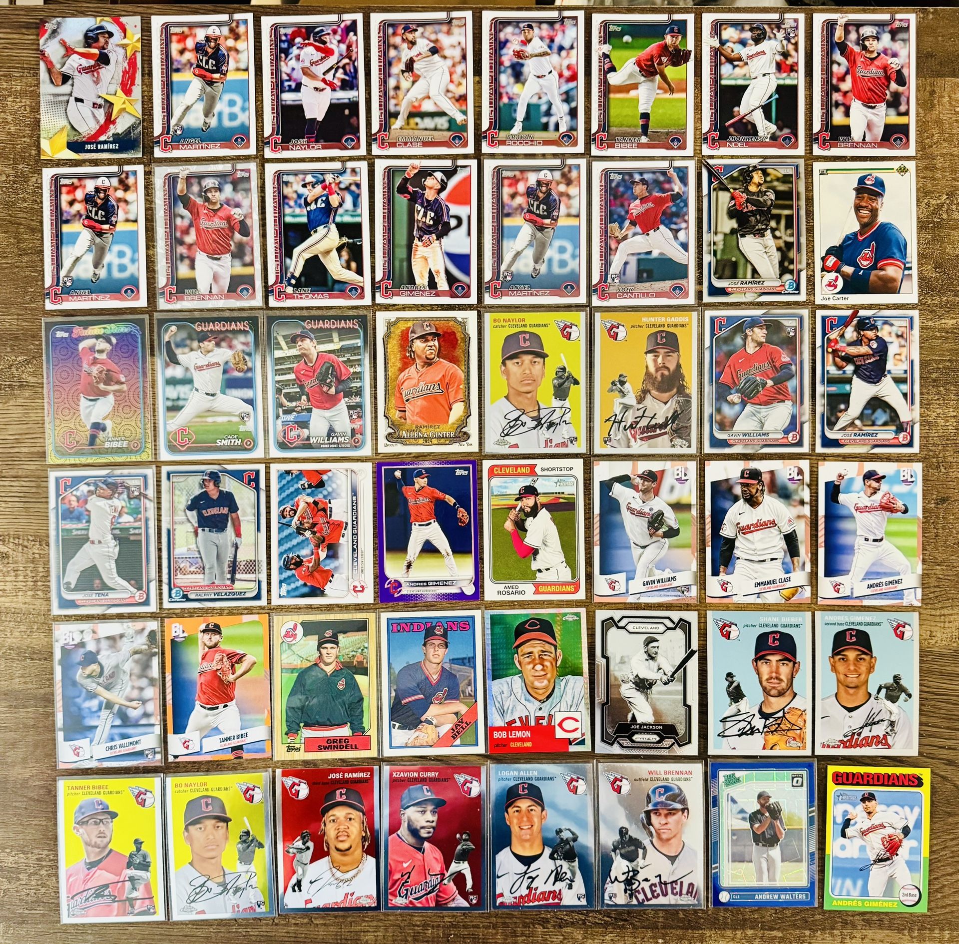 Cleveland Guardians Indians Card Lot (84) Ramirez, Bieber, Kwan, RCs, Inserts