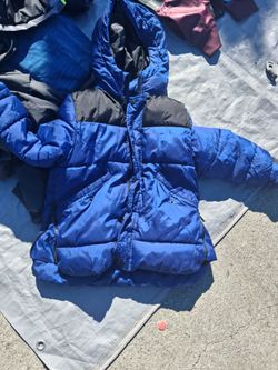 Kids Blue Puffer Winter Jacket with Hood
