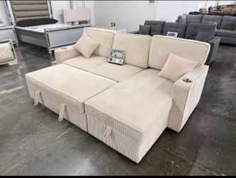 Gorgeous‼️2-pc Sectional sofa with pull-out bed & storage