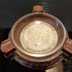 Vintage syroco souvenir ashtray  w glass liner 1930-40's