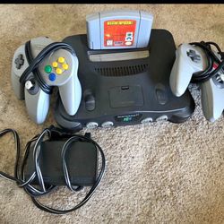 Nintendo 64 Console Set. Model NUS-001 Charcoal. Includes 2 Controllers. Tested, working