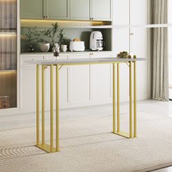 63" Tall White  Bar Table w/ Gold Frame [TABLE ONLY] [NEW IN BOX] **Assembly Required**