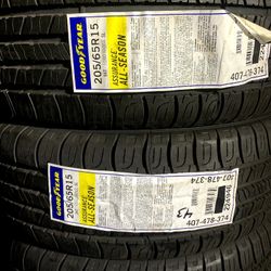 set of brand new tires 205/65R15 goodyear assurance all season for only $430 all four tires 