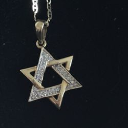 Star Of David 14K Gold, Authentic  Diamond 