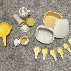 Vintage Yellow Tupperware Thermos Kitchen Lot