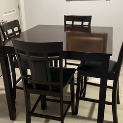 5-Piece Square Brown Wood Top Dining Room Set Seats 4