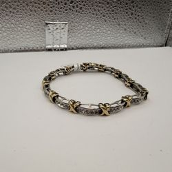 8in Gold-Diamond Bracelet For Sale!! 