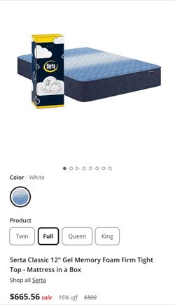 Serta Classic 12" Gel Memory Foam Mattress Full