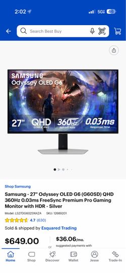 Samsung odyssey G6 OLED 27inch
