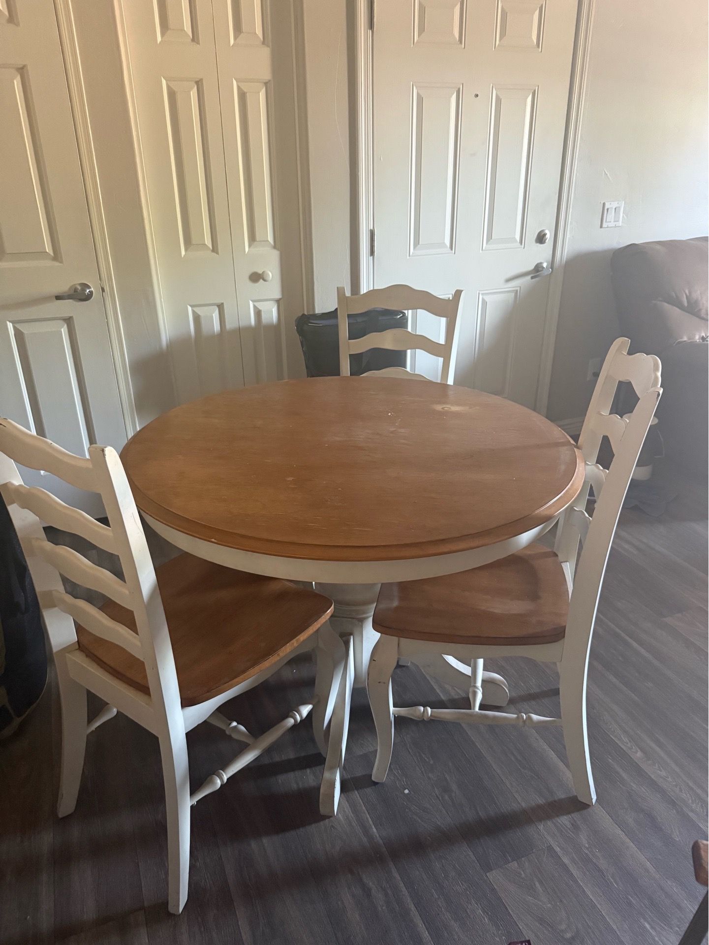Dining table, chairs