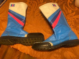Vintage Women’s Street Motorcycle Boots Blue size 9  Pink Stripe