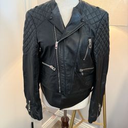 Balenciaga Black Quilted Leather Moto Jacket – Size 42