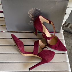 Vince Camuto Wine Heel In Suede