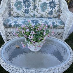 Wicker Style Loveseat, And Table
