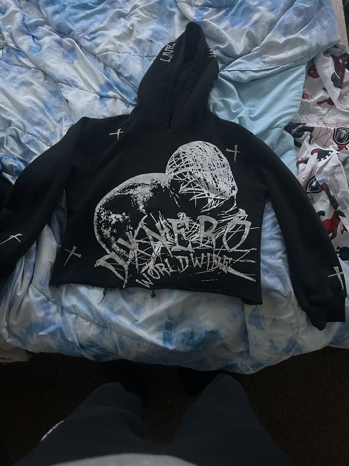 cropped Black Hoodie Small