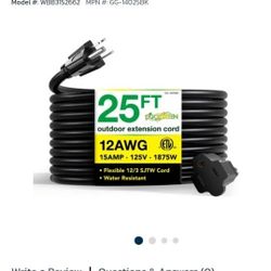 25 Foot Extension Cord 12 Guage