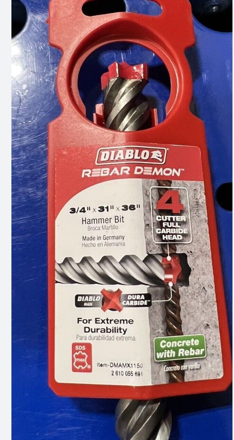 New DIABLO REBAR DEMON SDS Plus 4 Cutter Concrete Bits